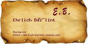 Ehrlich Bálint névjegykártya